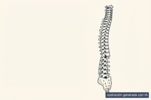 Ilustración médica de la columna vertebral completa vista por detrás, del cuello al sacro